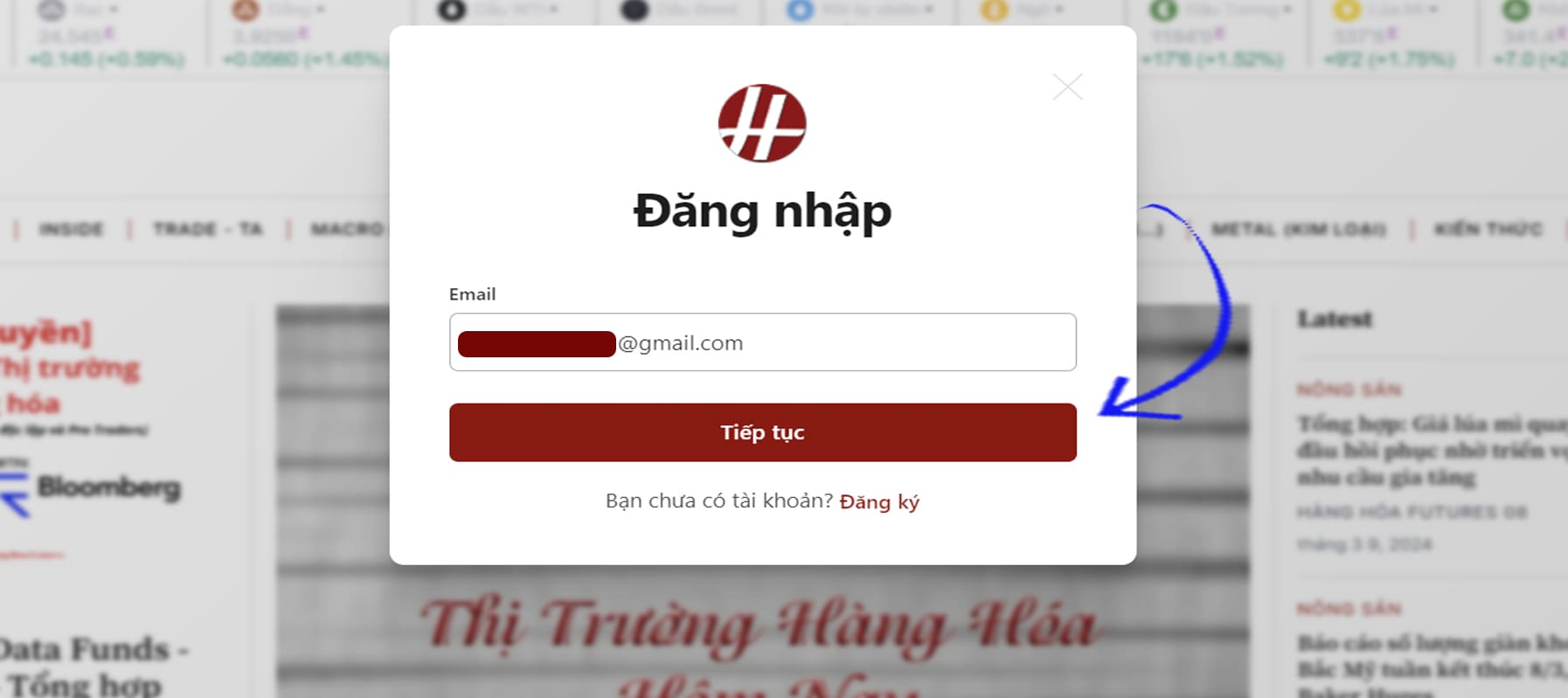 Hướng dẫn đăng nhập Web: HangHoaFutures.com