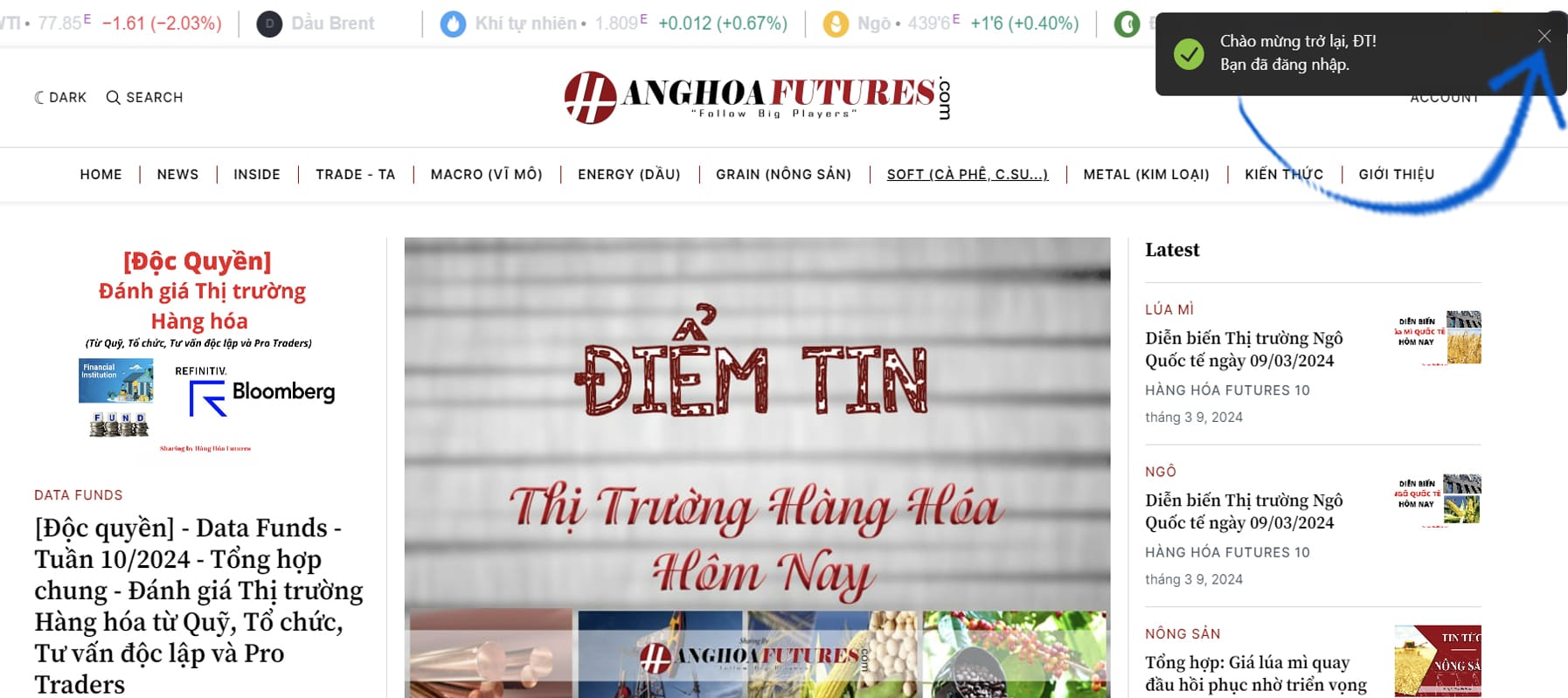 Hướng dẫn đăng nhập Web: HangHoaFutures.com