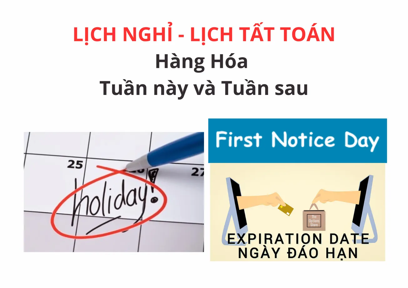 Lịch Nghỉ - Lịch Tất toán Hàng Hóa - Tuần 24 (12/06- 16/06/2023) và Tuần sau