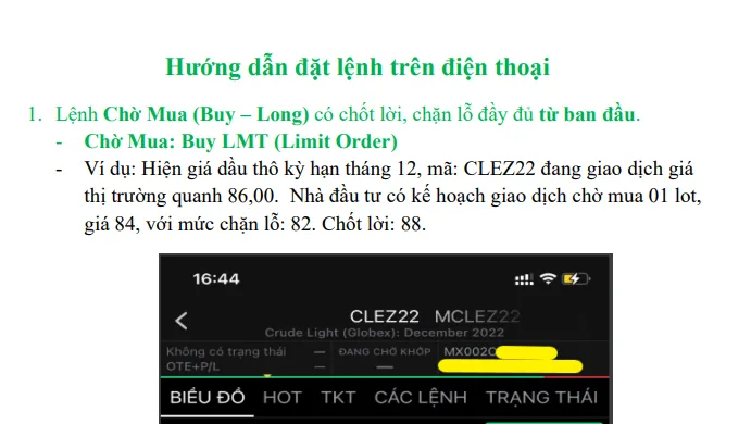 🔰[CQG]- Hướng dẫn đặt lệnh trên điện thoại - Lệnh Chờ Mua (Buy - Long) Và có chốt lời, chặn lỗ đầy đủ từ ban đầu (2)