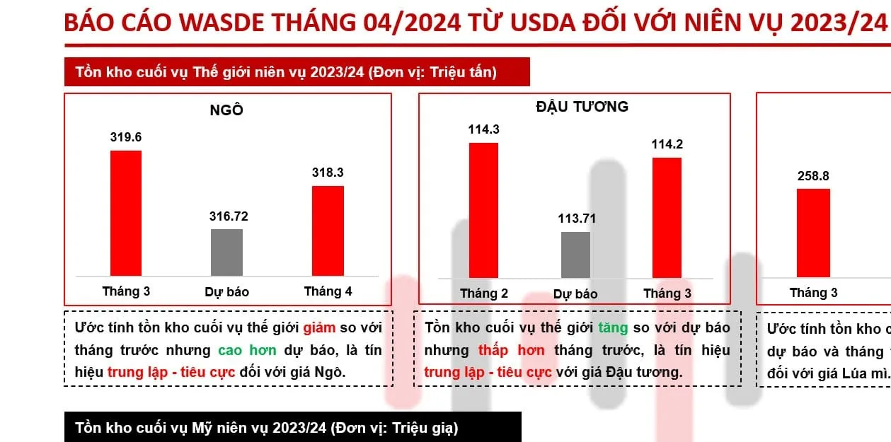 Tổng kết báo cáo Wasde tháng 4/2024